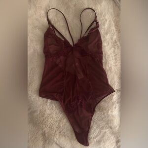 Elegant Burgundy Lace Bodysuit